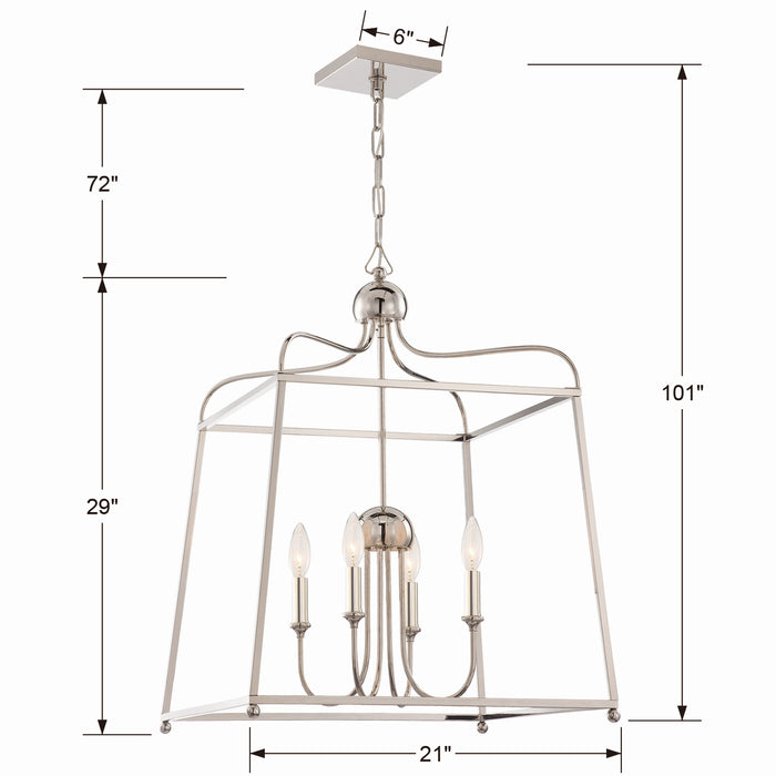 Crystorama 2244-PN_NOSHADE Sylvan Four Light Chandelier Polished Nickel Alternate Image 2.jpg