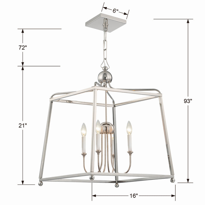 Crystorama 2245-PN_NOSHADE Sylvan Four Light Chandelier Polished Nickel Alternate Image 2.jpg