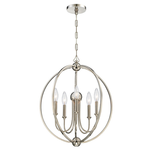 Crystorama 2247-PN_NOSHADE Sylvan Five Light Chandelier Polished Nickel Main Image.jpg