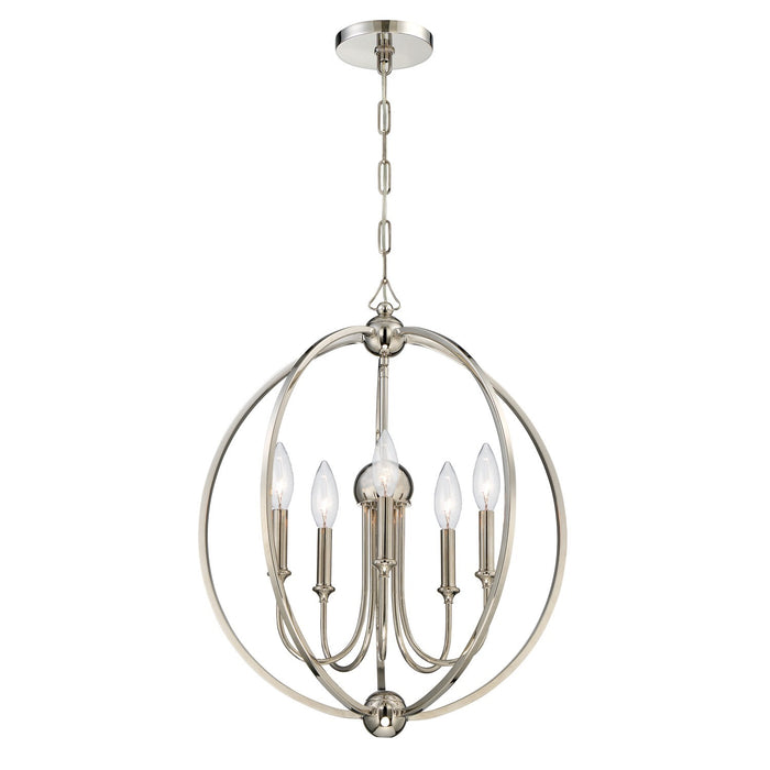 Crystorama 2247-PN_NOSHADE Sylvan Five Light Chandelier Polished Nickel Main Image.jpg