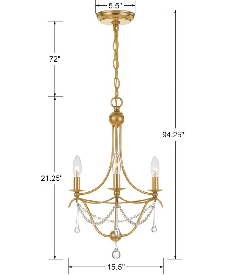 Crystorama 423-GA Metro Three Light Mini Chandelier Antique Gold Alternate Image 4.jpg