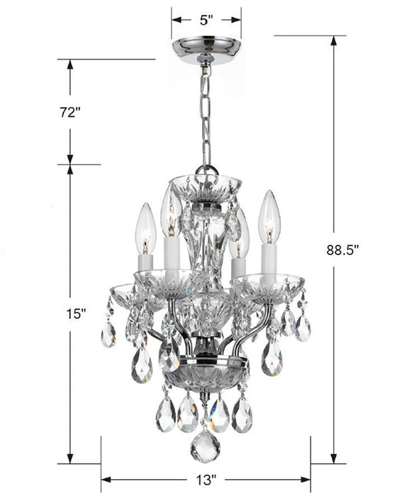 Crystorama 5534-CH-CL-SAQ Traditional Crystal Four Light Chandelier Polished Chrome Alternate Image 2.jpg