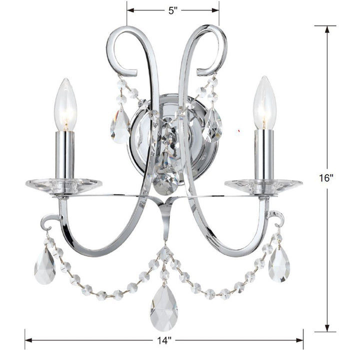 Crystorama 6822-CH-CL-SAQ Othello Two Light Wall Sconce Polished Chrome Alternate Image 2.jpg