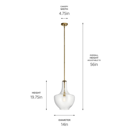 Kichler 42046NBR One Light Pendant, Natural Brass (2)