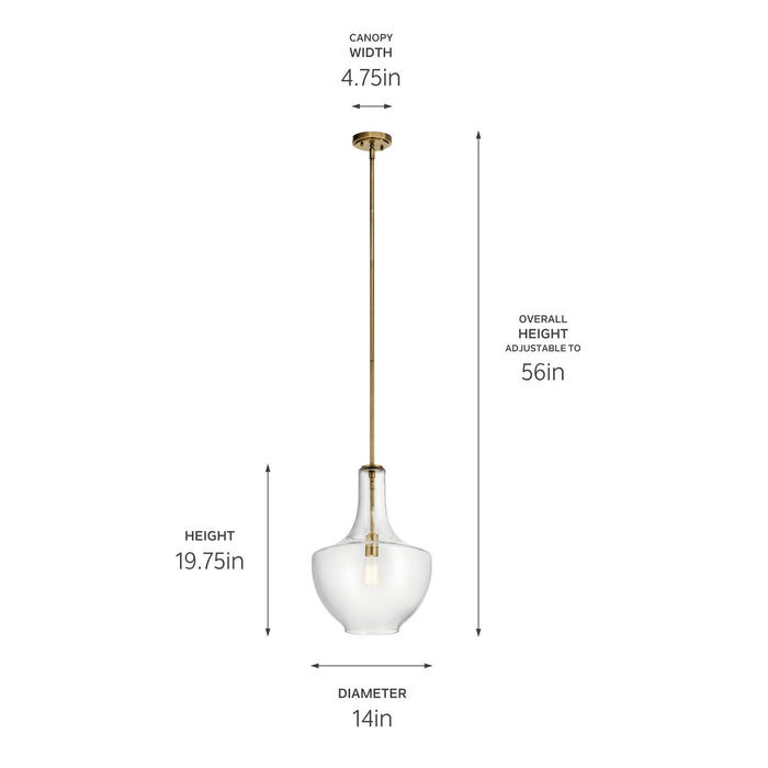Kichler 42046NBR One Light Pendant, Natural Brass (2)