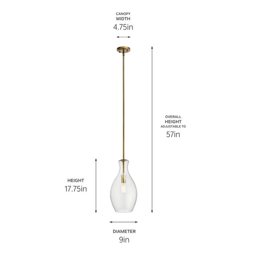 Kichler 42047NBR One Light Pendant, Natural Brass (2)