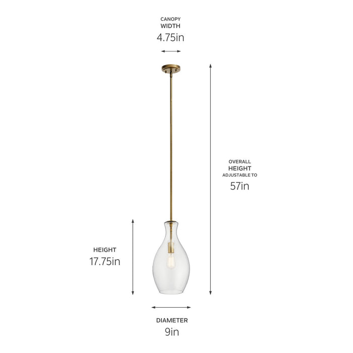 Kichler 42047NBR One Light Pendant, Natural Brass (2)