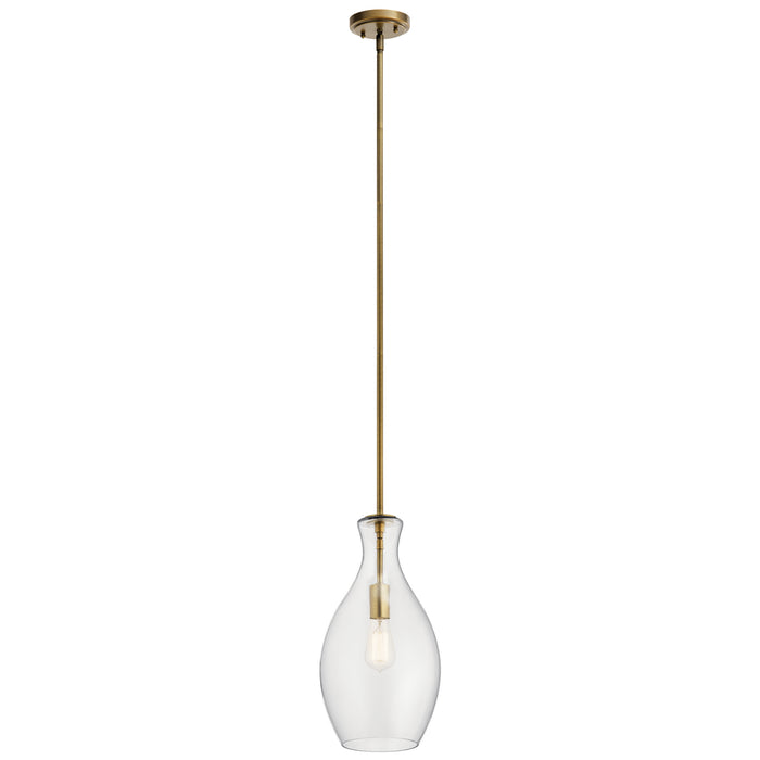 Kichler 42047NBR One Light Pendant, Natural Brass