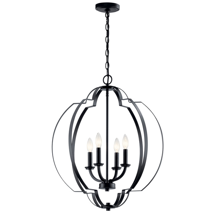 Kichler 42138BK Four Light Foyer Pendant, Black