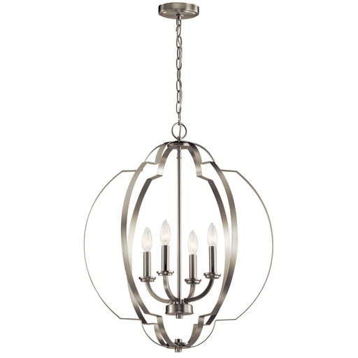 Kichler 42138NI Four Light Foyer Pendant, Brushed Nickel