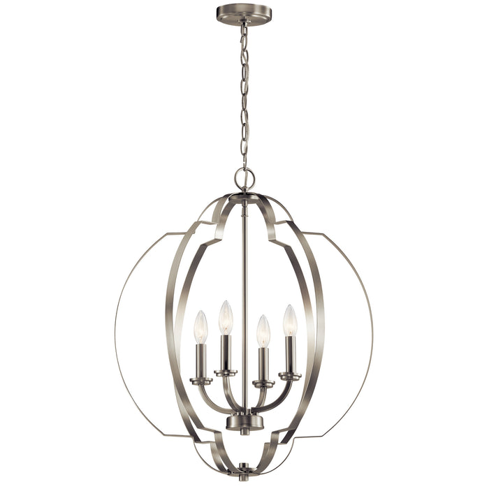 Kichler 42138NI Four Light Foyer Pendant, Brushed Nickel
