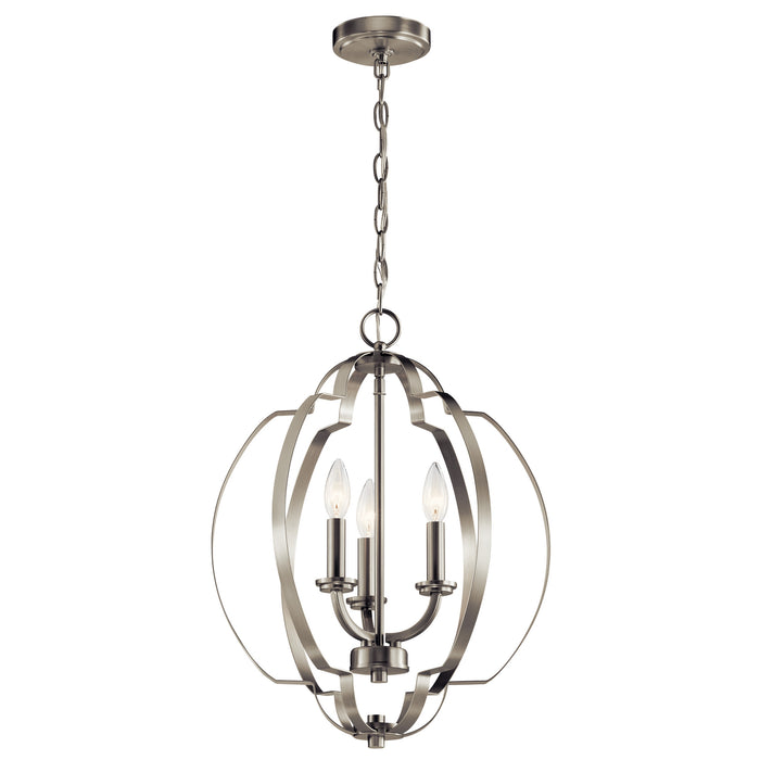 Kichler 42140NI Three Light Pendant, Brushed Nickel