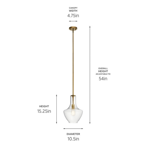 Kichler 42141NBR One Light Pendant, Natural Brass (2)