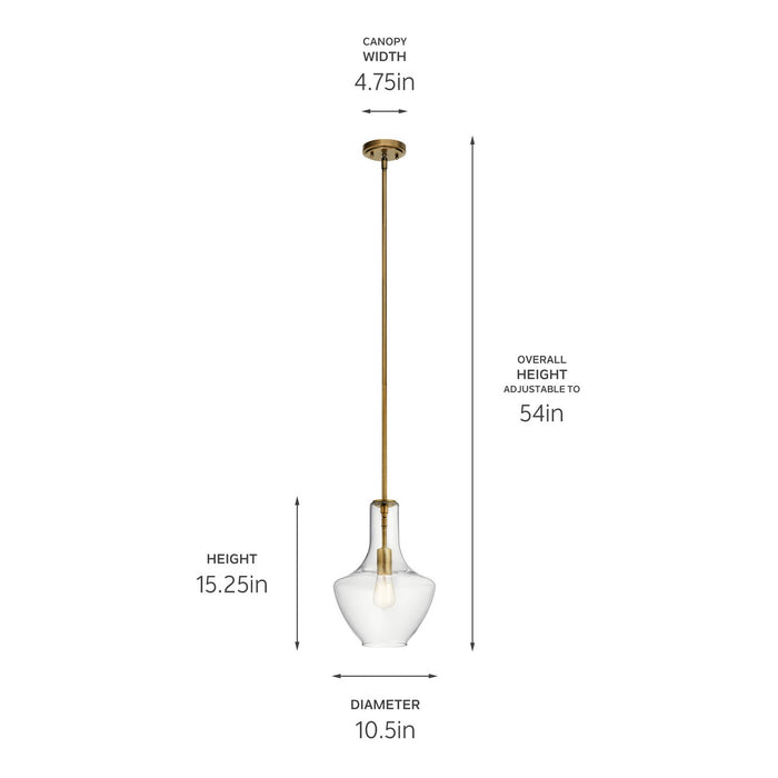 Kichler 42141NBR One Light Pendant, Natural Brass (2)