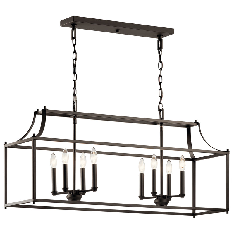 Kichler 42497OZ Eight Light Linear Chandelier, Olde Bronze