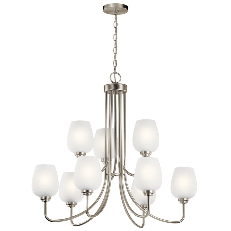 Kichler 44378NI Nine Light Chandelier, Brushed Nickel