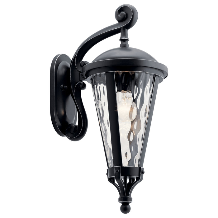 Kichler 49234BSL Cresleigh One Light Outdoor Wall Mount, Black with Silver Highlights Main Image.jpg