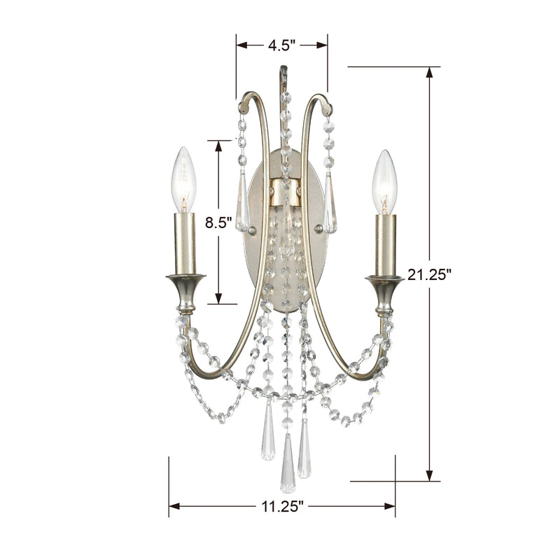 Crystorama ARC-1902-SA-CL-MWP Arcadia Two Light Wall Sconce Antique Silver Alternate Image 2.jpg