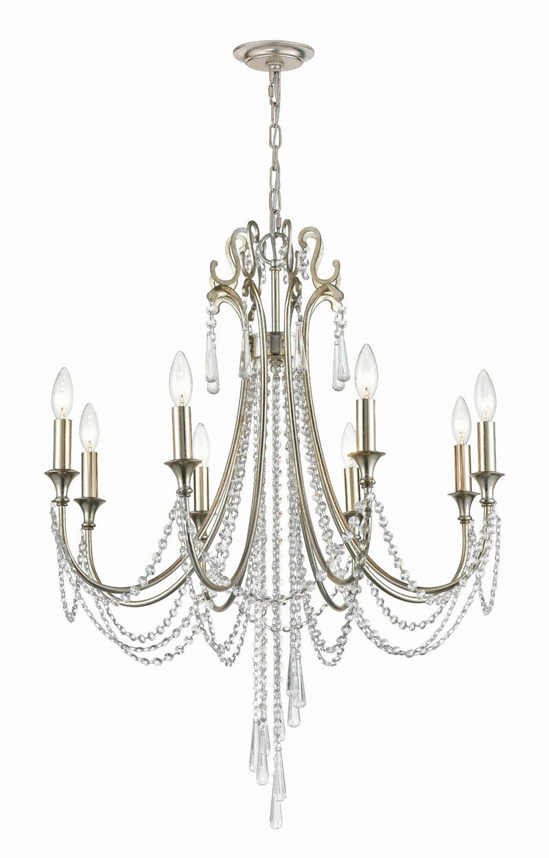 Crystorama ARC-1908-SA-CL-MWP Arcadia Eight Light Chandelier Antique Silver Main Image.jpg