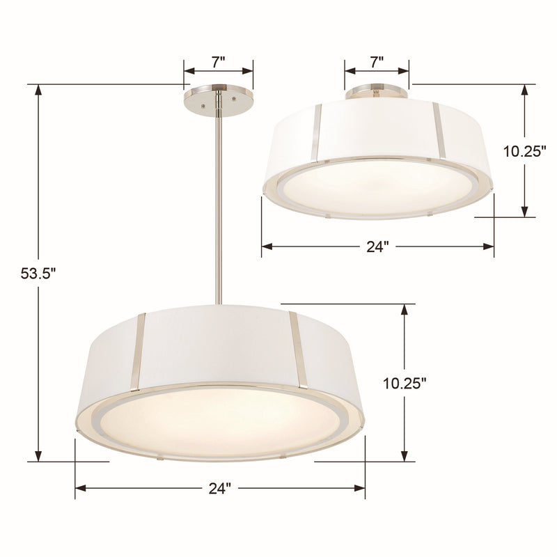 Crystorama FUL-907-PN Fulton Six Light Chandelier Polished Nickel Alternate Image 2.jpg