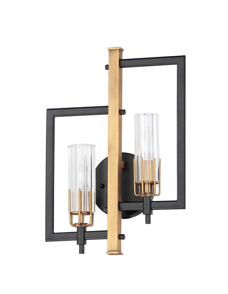 Maxim 16112CLBKAB Flambeau Two Light Wall Sconce, Black / Antique Brass Main Image.jpg