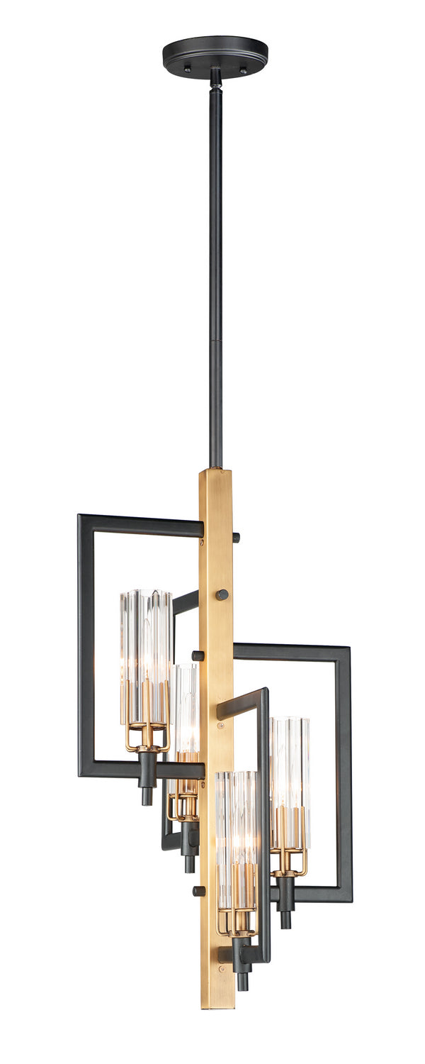Maxim 16114CLBKAB Flambeau Four Light Chandelier, Black / Antique Brass Main Image.jpg
