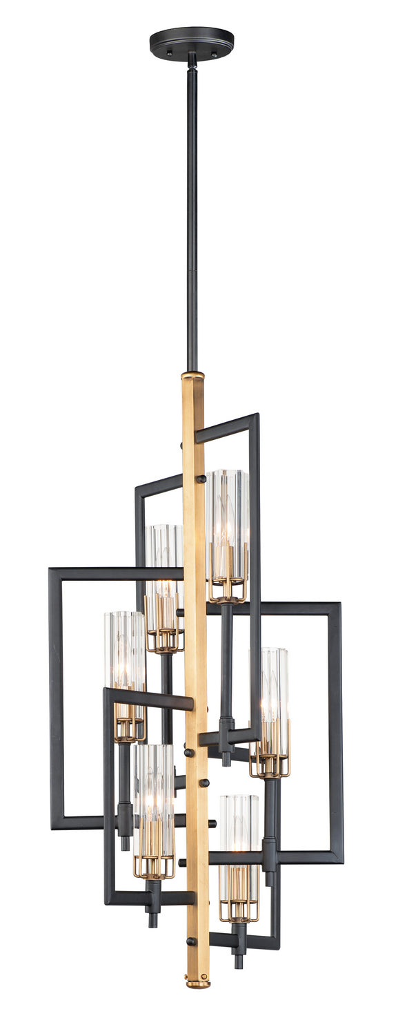 Maxim 16116CLBKAB Flambeau Six Light Chandelier, Black / Antique Brass Main Image.jpg