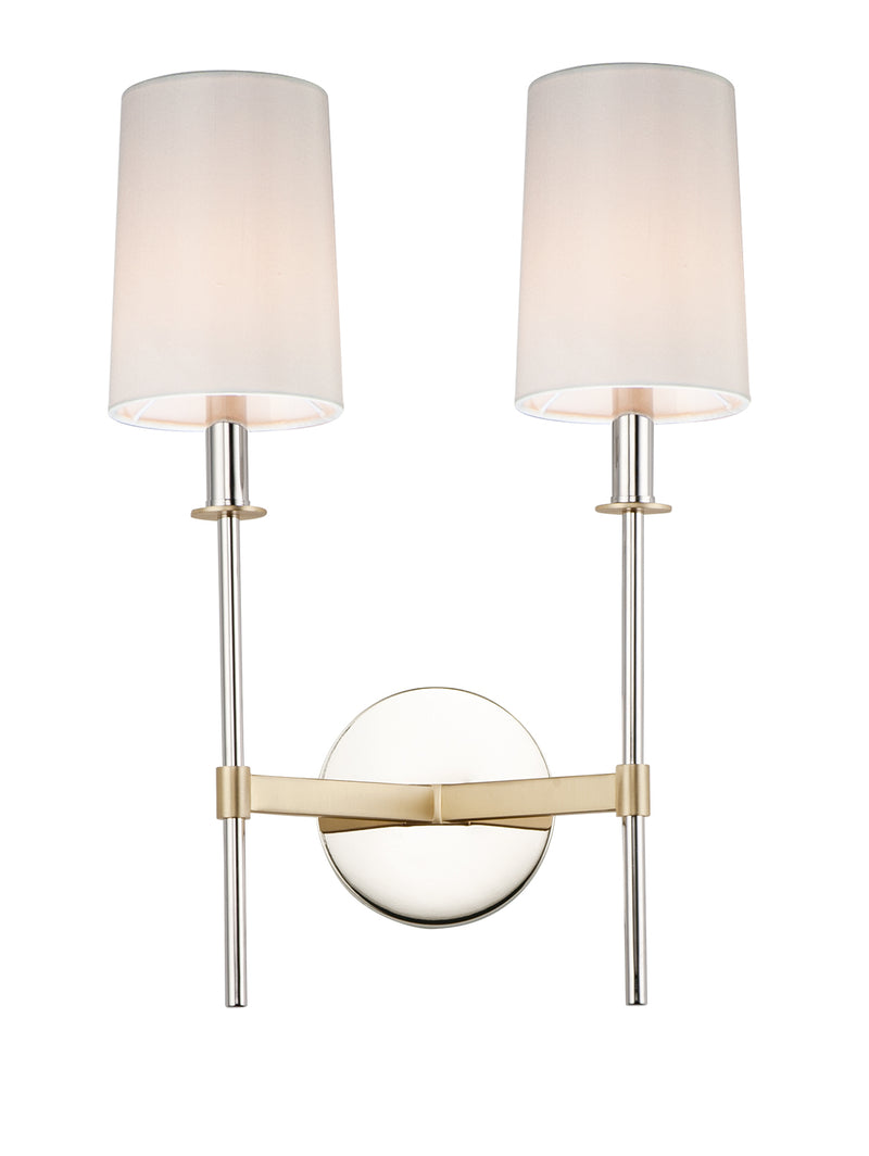 Maxim 32392OFSBRPN Uptown Two Light Wall Sconce, Satin Brass / Polished Nickel Main Image.jpg
