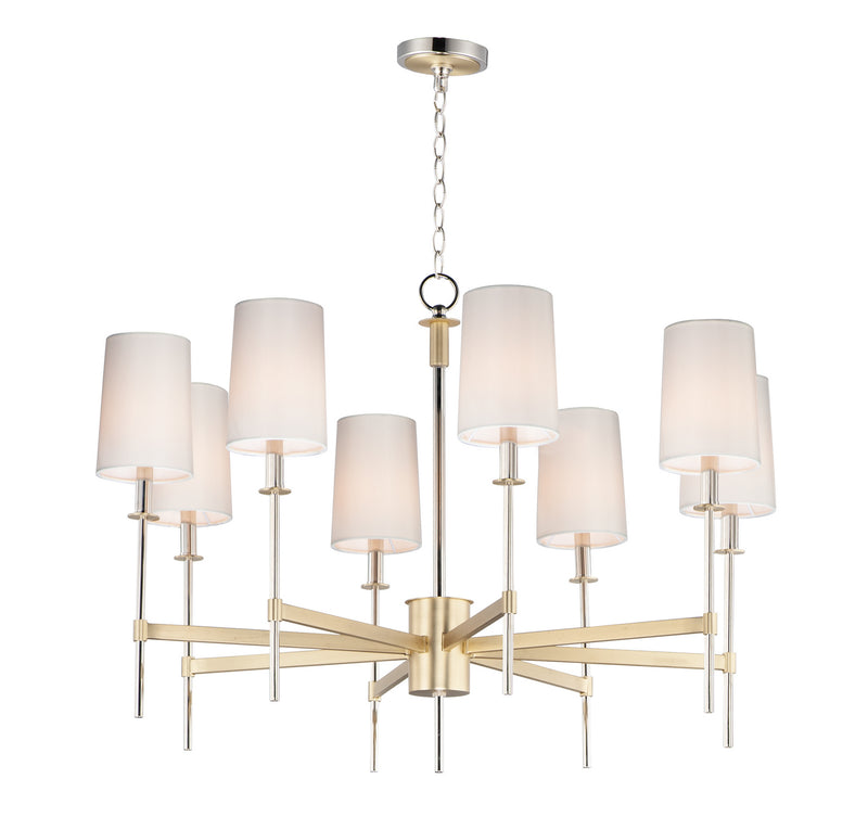 Maxim 32398OFSBRPN Uptown Eight Light Chandelier, Satin Brass / Polished Nickel Main Image.jpg