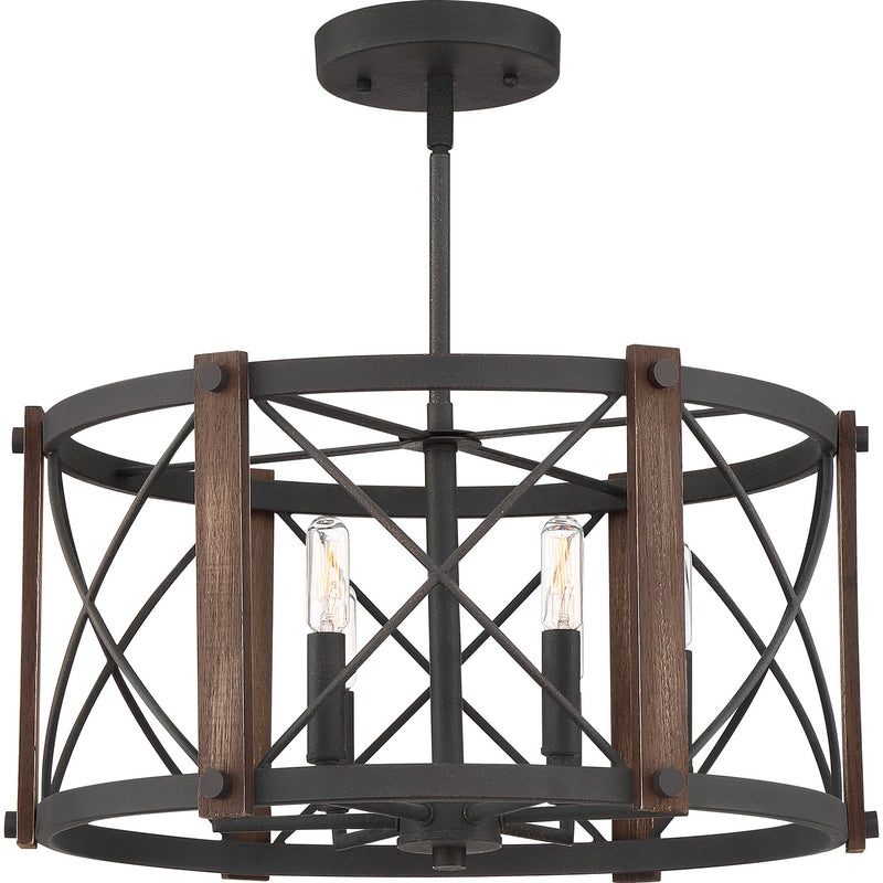 Quoizel BRO1720MK Baron Six Light Semi-Flush Mount, Marcado Black Main Image.jpg