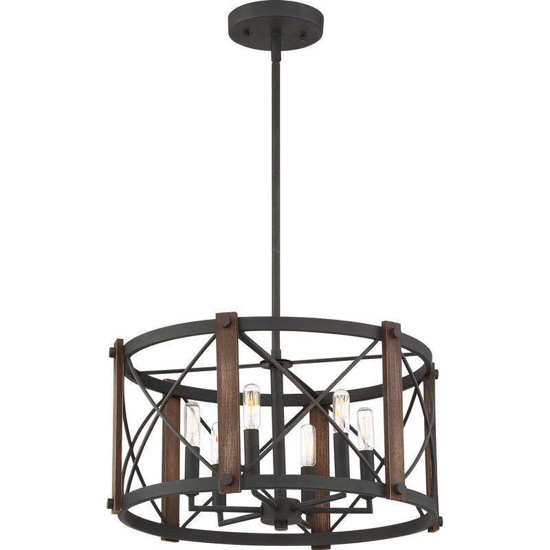 Quoizel BRO2820MK Baron Six Light Pendant, Marcado Black Alternate Image 3.jpg