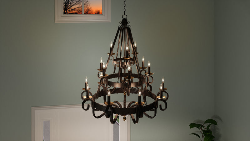 Quoizel NBE5018RK Noble 18 Light Chandelier, Rustic Black Alternate Image 2.jpg