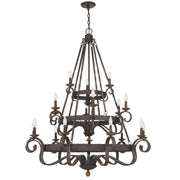Quoizel NBE5018RK Noble 18 Light Chandelier, Rustic Black Main Image.jpg