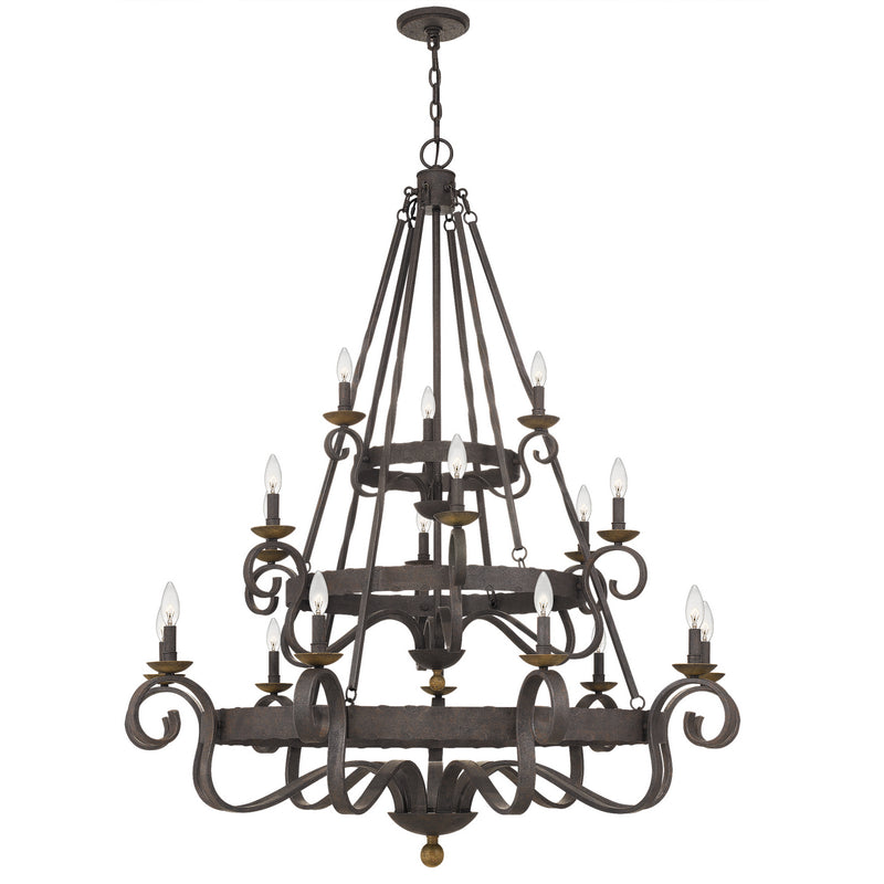 Quoizel NBE5018RK Noble 18 Light Chandelier, Rustic Black Main Image.jpg