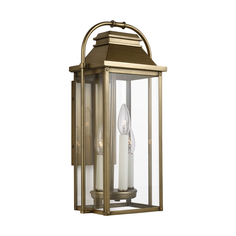 Visual Comfort Studio OL13200PDB Wellsworth Three Light Lantern, Painted Distressed Brass Main Image.jpg