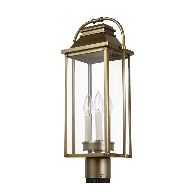 Visual Comfort Studio OL13207PDB Wellsworth Three Light Post Lantern, Painted Distressed Brass Alternate Image.jpg