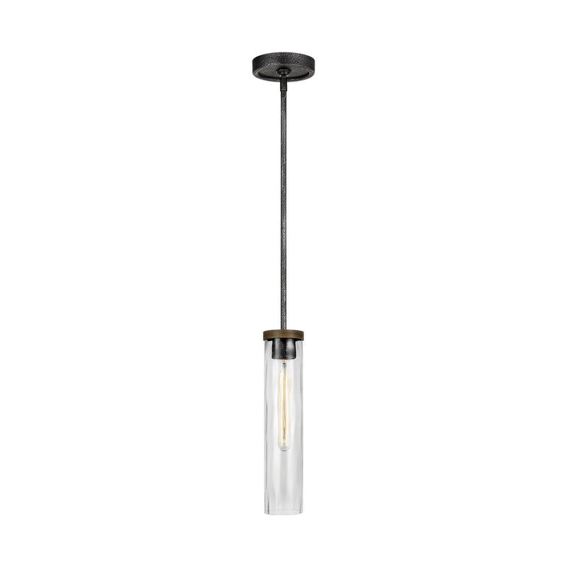 Visual Comfort Studio P1510DWK/SGM Angelo One Light Pendant, Distressed Weathered Oak / Slate Grey Metal Main Image.jpg