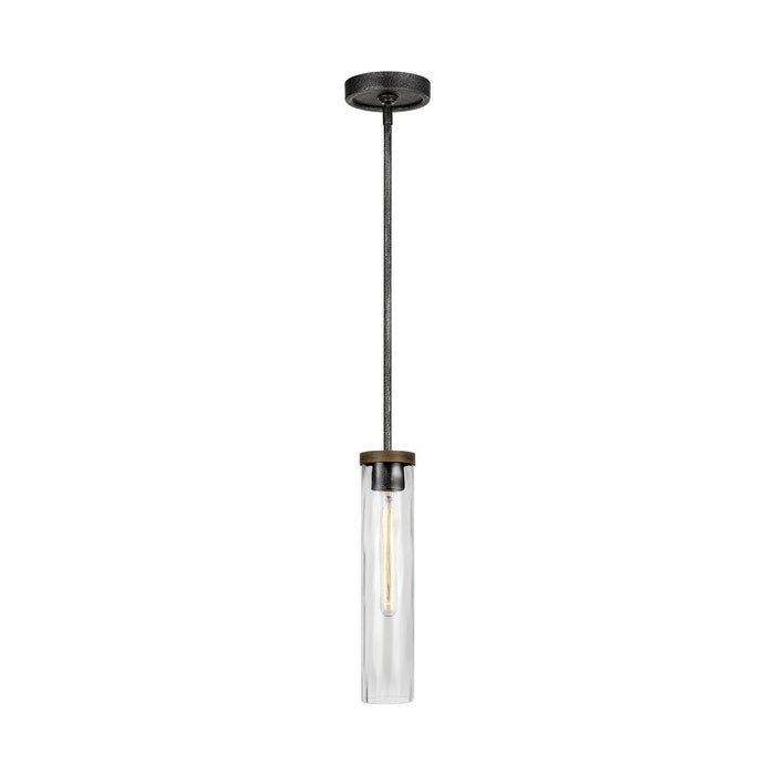 Visual Comfort Studio P1510DWK/SGM Angelo One Light Pendant, Distressed Weathered Oak / Slate Grey Metal Main Image.jpg