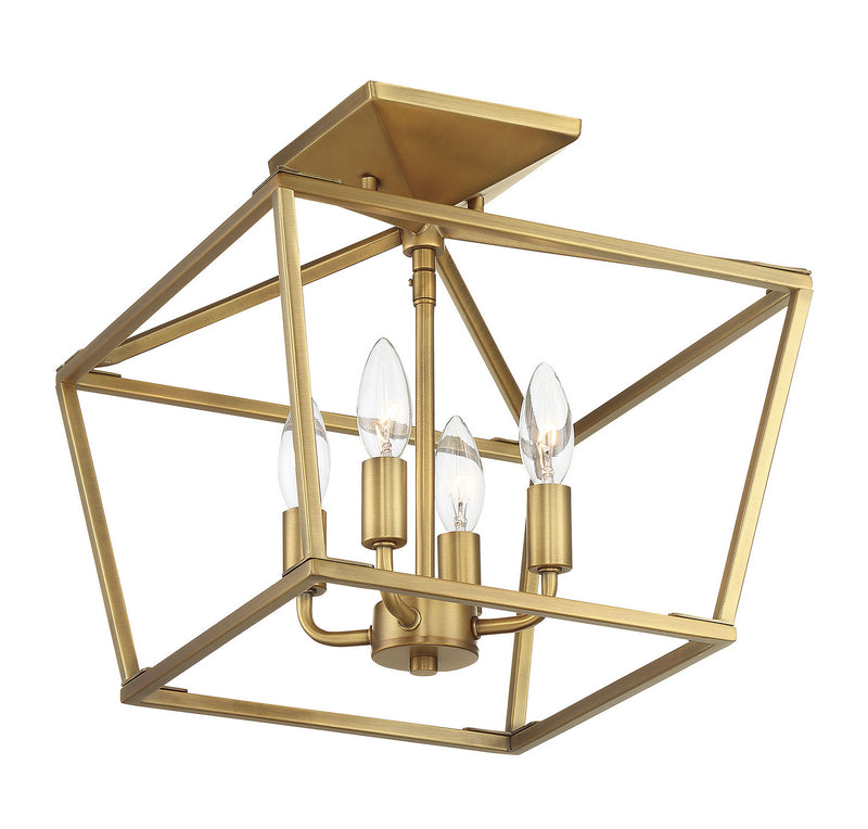 Savoy House 6-328-4-322 Four Light Semi-Flush Mount, Warm Brass (3)