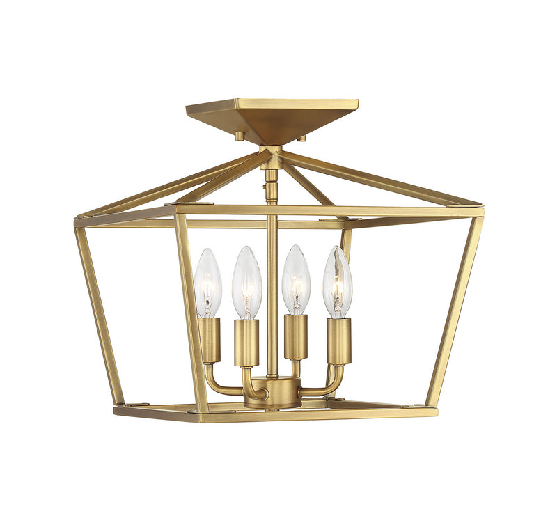 Savoy House 6-328-4-322 Four Light Semi-Flush Mount, Warm Brass (4)