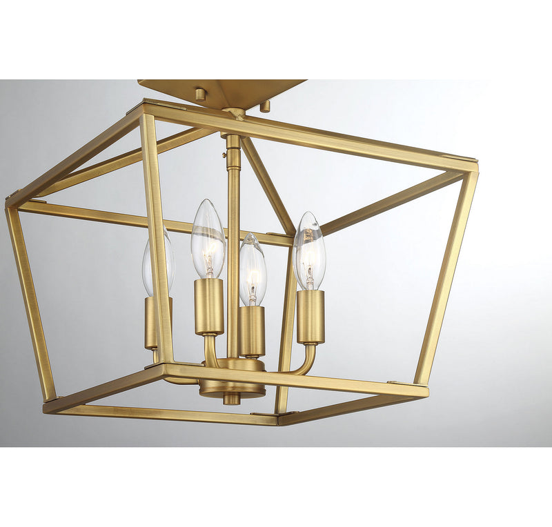 Savoy House 6-328-4-322 Four Light Semi-Flush Mount, Warm Brass (6)