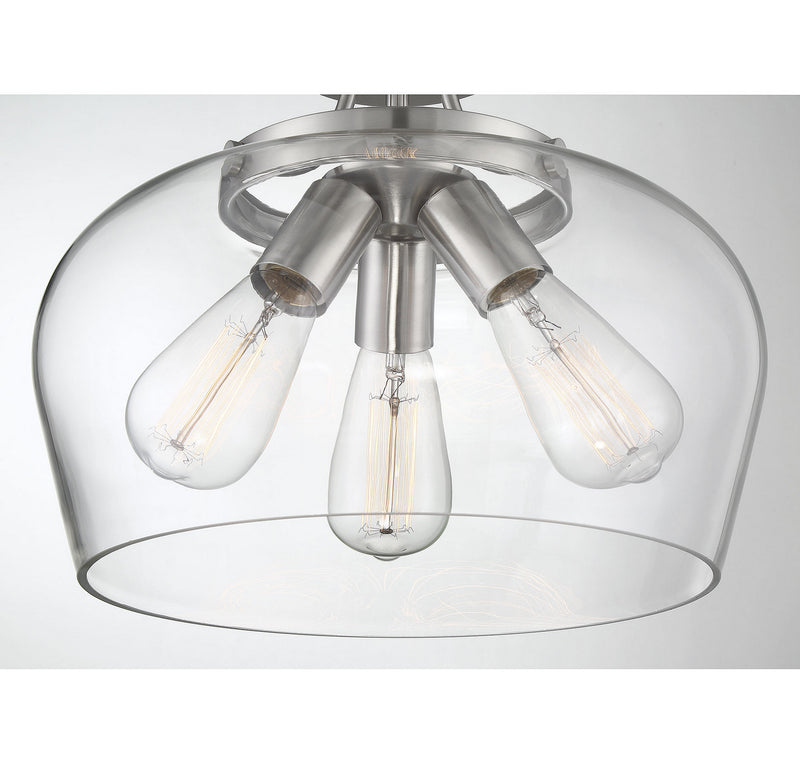 Savoy House 6-4035-3-SN Three Light Semi-Flush Mount, Satin Nickel (6)