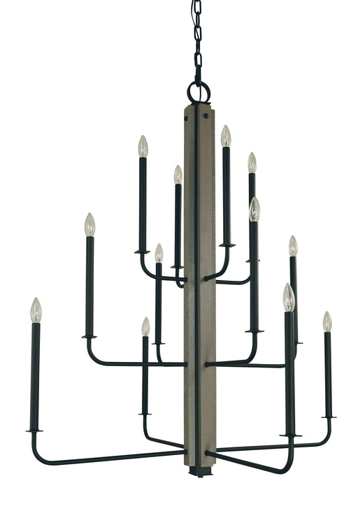 Framburg 5412 MBLACK Loft 12 Light Foyer Chandelier, Matte Black Main Image.jpg