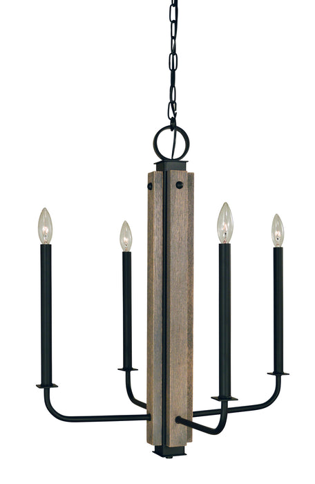 Framburg 5414 MBLACK Loft Four Light Chandelier, Matte Black Main Image.jpg