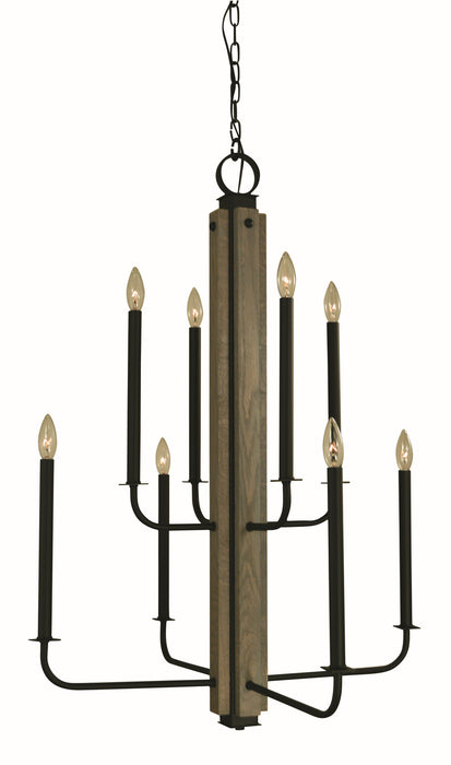 Framburg 5418 MBLACK Loft Eight Light Foyer Chandelier, Matte Black Main Image.jpg