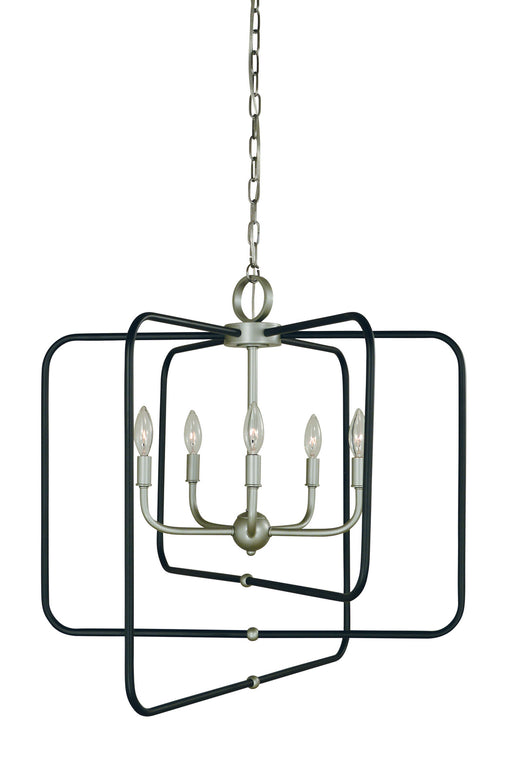 Framburg 5425 SP/MBLACK Montrose Five Light Chandelier, Satin Pewter With Matte Black Main Image.jpg