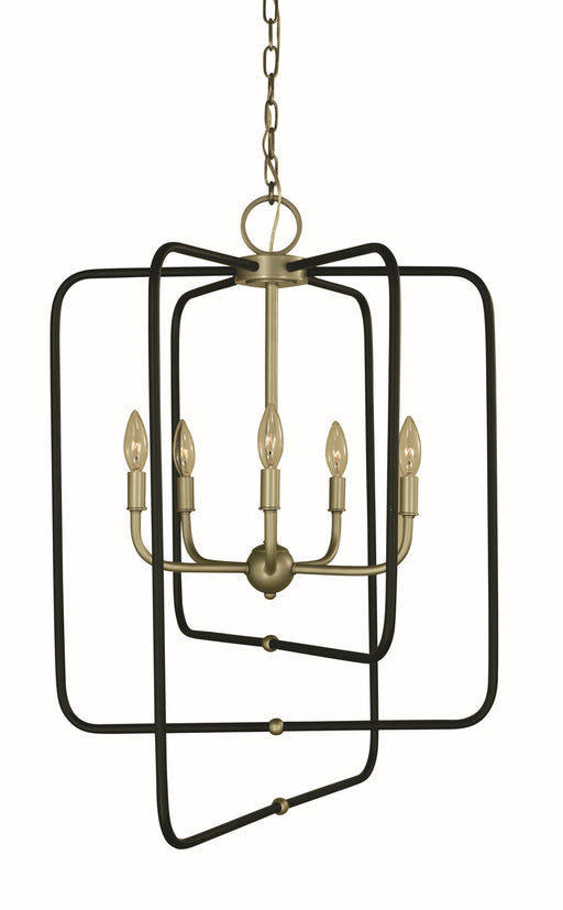 Framburg 5427 SP/MBLACK Montrose Five Light Foyer Chandelier, Satin Pewter With Matte Black Main Image.jpg