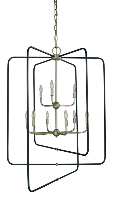 Framburg 5429 SP/MBLACK Montrose Nine Light Foyer Chandelier, Satin Pewter With Matte Black Main Image.jpg