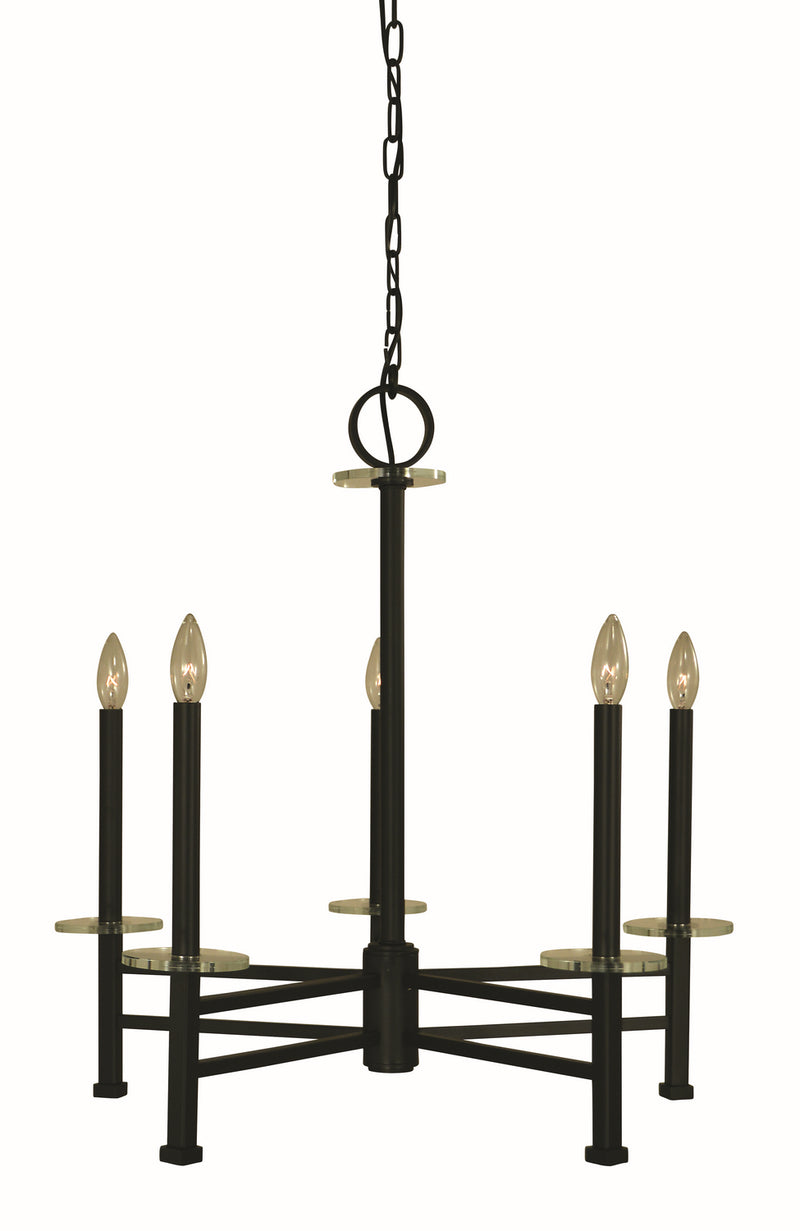 Framburg 5445 MBLACK Metropolitan Five Light Chandelier, Matte Black Main Image.jpg