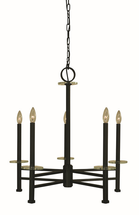 Framburg 5445 MBLACK Metropolitan Five Light Chandelier, Matte Black Main Image.jpg